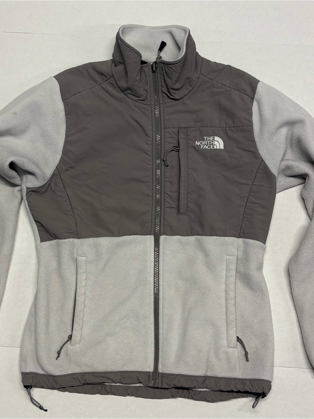 The North Face Denali Fleece Jacket Womens Small Gray White Polartec Full Zip